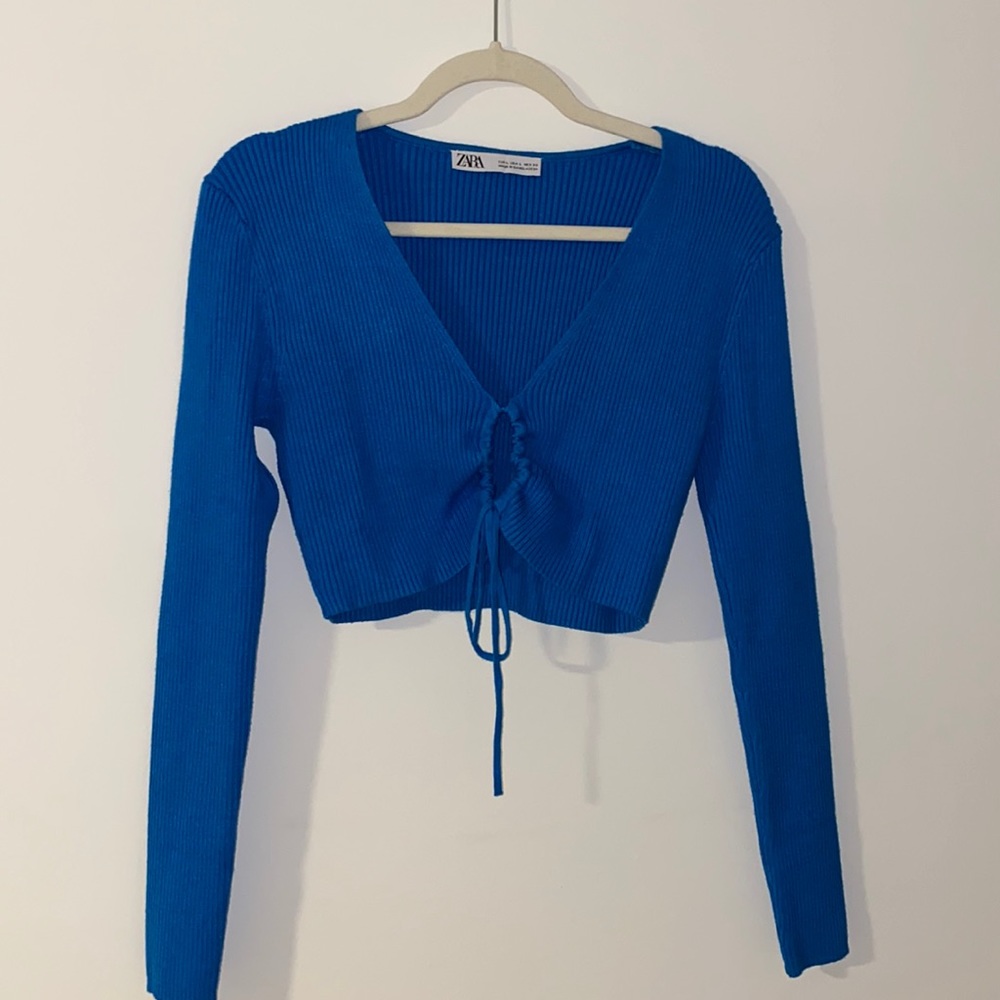 Zara bright blue crop top